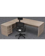 T45 Executive L-Shaped Desk with LH Return Unit + 3-Drawer Pedestal with Pen Drawer, 1.8 & 2m Options