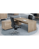 T45 Executive Desk Supported on LH Low Credenza Unit with Melamine Back - 1.8 and 2m Options