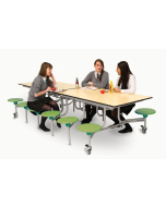 Folding Mobile Rectangular School Dining Table Seats 12 People