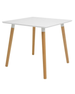 Elite Modular Meeting Table - Tondo Square Table with round Solid Beech Wooden Legs & White Tops