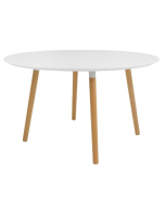 Elite Modular Meeting Table - Tondo Circular Table with round Solid Beech Wooden Legs & White Tops
