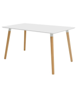 Elite Modular Meeting Table - Tondo Rectangular Table with round Solid Beech Wooden Legs & White Tops