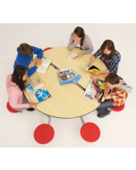 Folding Mobile Round School Dining Table Seats 8 People