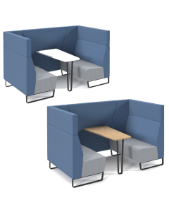 DMS Open Blue 4-Seater Vencore Booth Including Table and Metal Sled Frame (STOCKED)