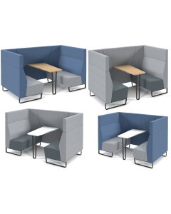 BT Focus Encore Open High Back 4-Person Meeting Booth with White or Oak Table
